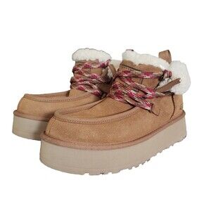 UGG Women's Size 8 Funkarra Cabin Cuffed Lace-Up Boots Chestnut